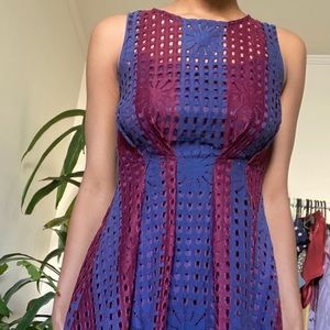 Anthropologie Eva Franco plum & navy eyelet dress